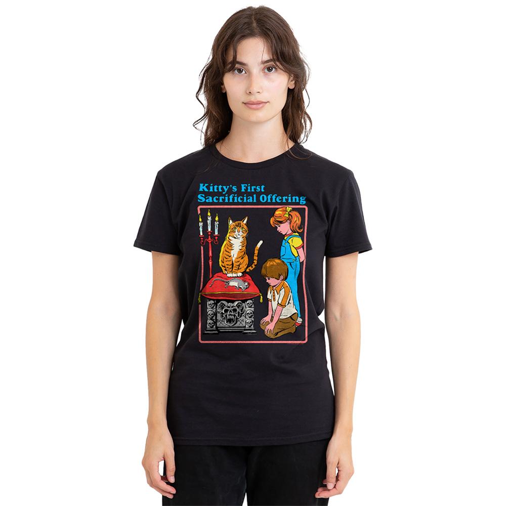 Black - Back - Steven Rhodes Womens-Ladies Kittys First Offering T-Shirt