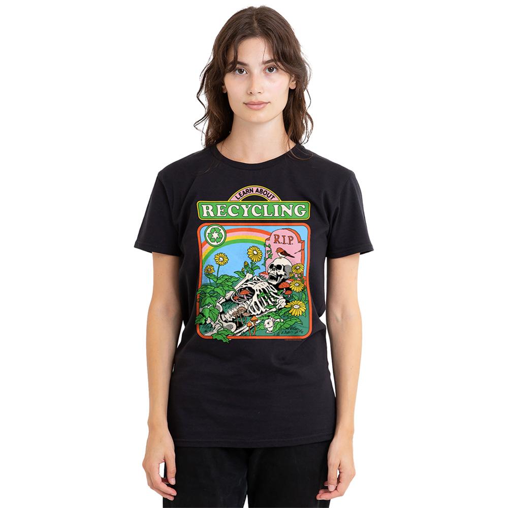 Black - Back - Steven Rhodes Womens-Ladies Learn About Recycling T-Shirt