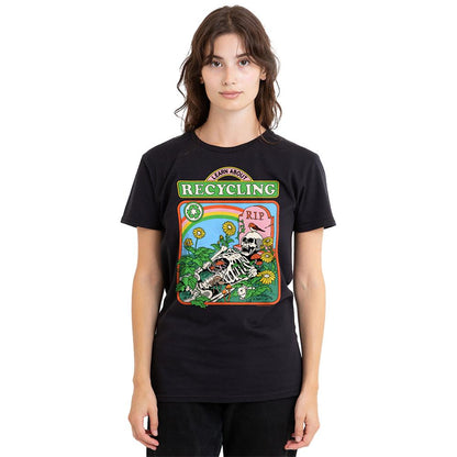 Black - Back - Steven Rhodes Womens-Ladies Learn About Recycling T-Shirt