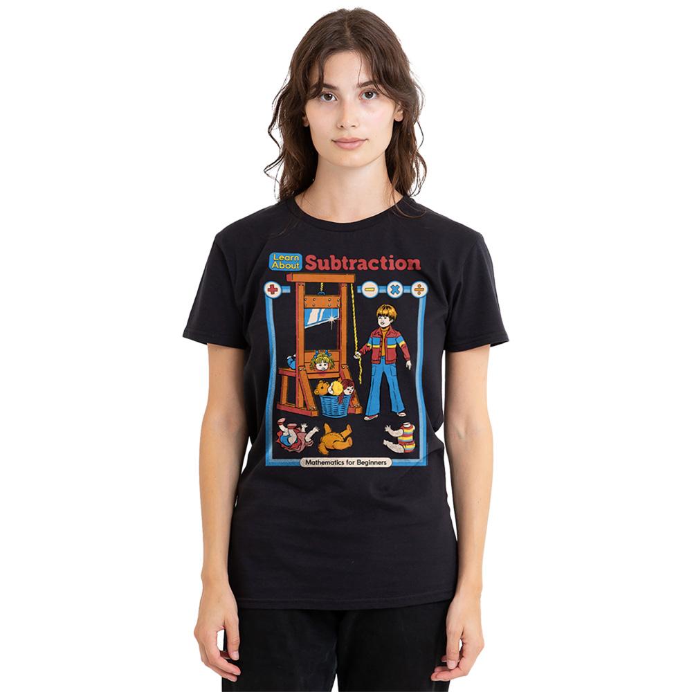 Black - Back - Steven Rhodes Womens-Ladies Learn About Subtraction T-Shirt