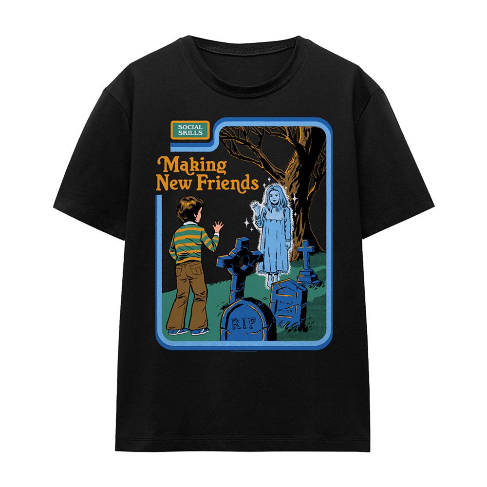 Black - Front - Steven Rhodes Womens-Ladies Making New Friends T-Shirt