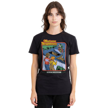 Black - Back - Steven Rhodes Womens-Ladies Meet Your Neighbours T-Shirt