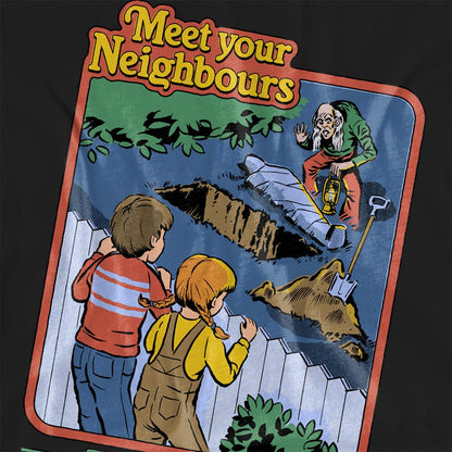 Black - Side - Steven Rhodes Womens-Ladies Meet Your Neighbours T-Shirt