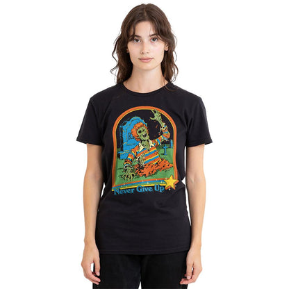 Black - Back - Steven Rhodes Womens-Ladies Never Give Up T-Shirt