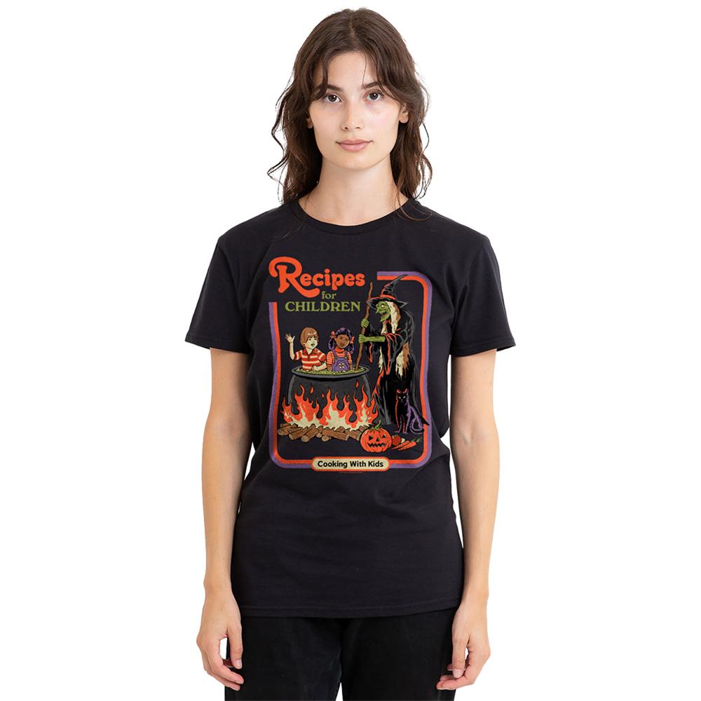 Black - Side - Steven Rhodes Womens-Ladies Recipes For Children T-Shirt