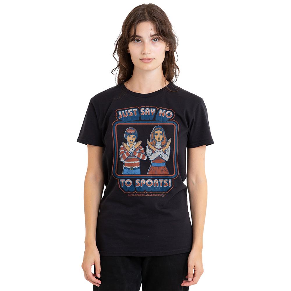 Black - Back - Steven Rhodes Womens-Ladies Say No To Sports T-Shirt