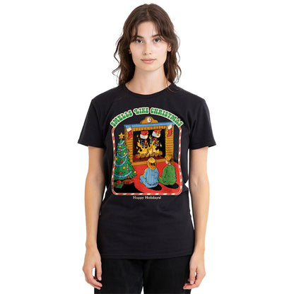 Black - Back - Steven Rhodes Womens-Ladies Smells Like Christmas T-Shirt