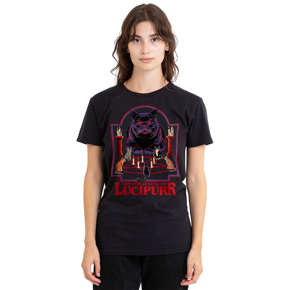 Black - Side - Steven Rhodes Womens-Ladies Lucipurr T-Shirt