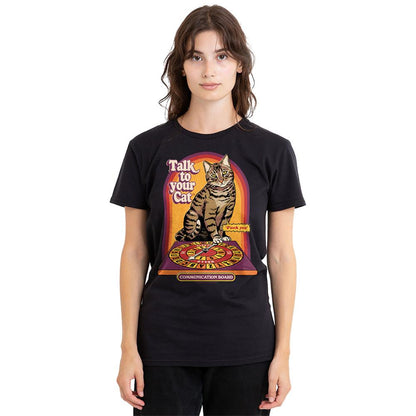 Black - Back - Steven Rhodes Womens-Ladies Talk To Your Cat T-Shirt
