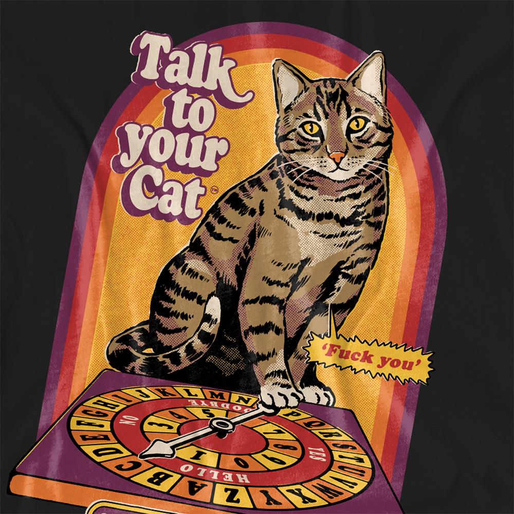 Black - Side - Steven Rhodes Womens-Ladies Talk To Your Cat T-Shirt