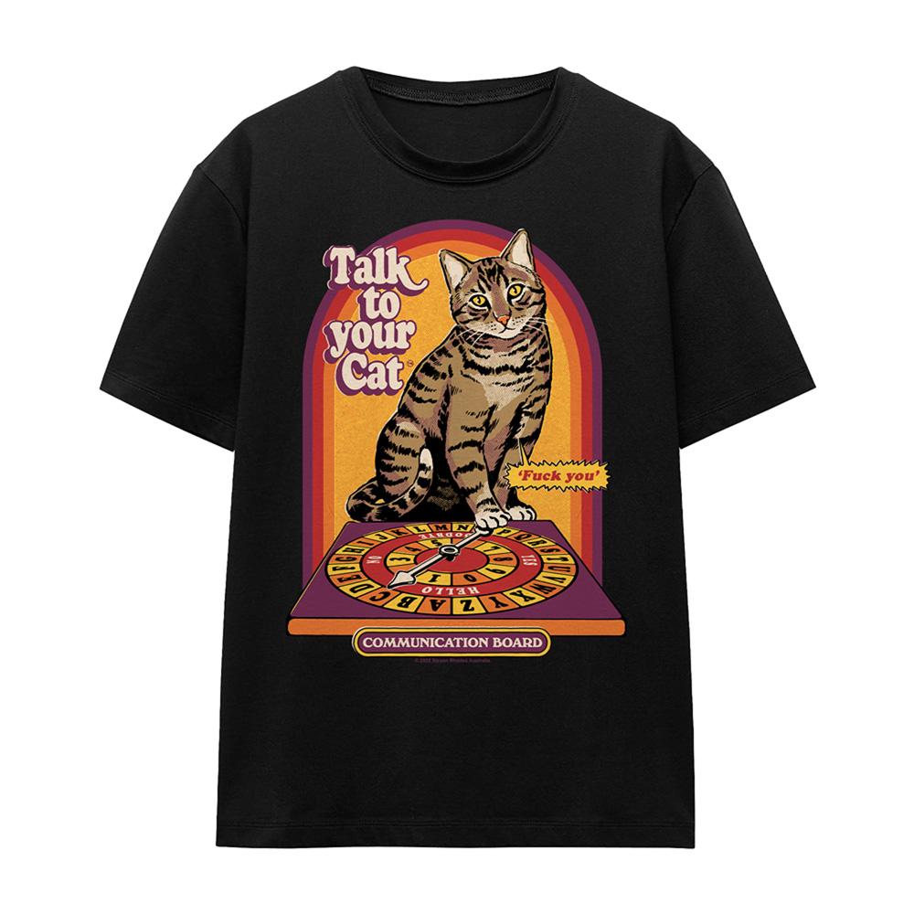 Black - Front - Steven Rhodes Womens-Ladies Talk To Your Cat T-Shirt