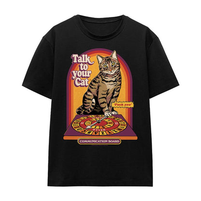 Black - Front - Steven Rhodes Womens-Ladies Talk To Your Cat T-Shirt
