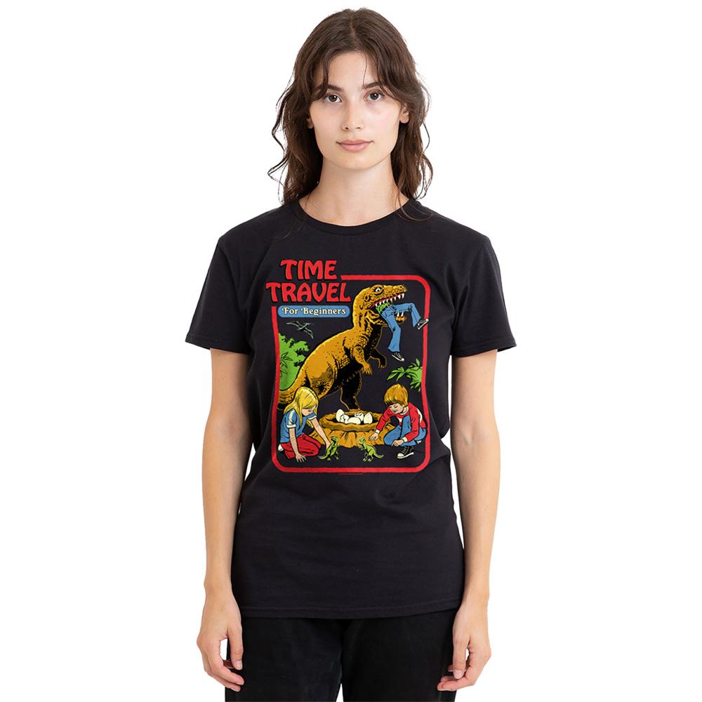 Black - Back - Steven Rhodes Womens-Ladies Time Travel T-Shirt