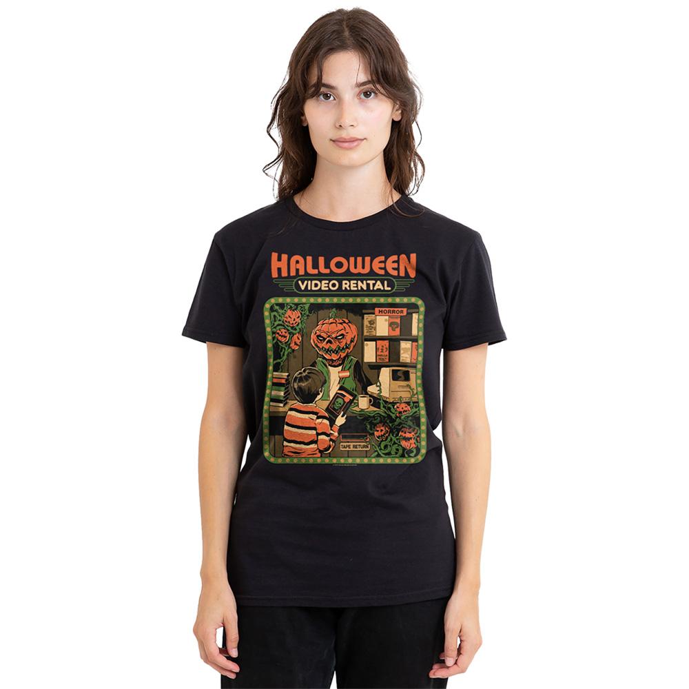 Black - Back - Steven Rhodes Womens-Ladies Video Rentals T-Shirt