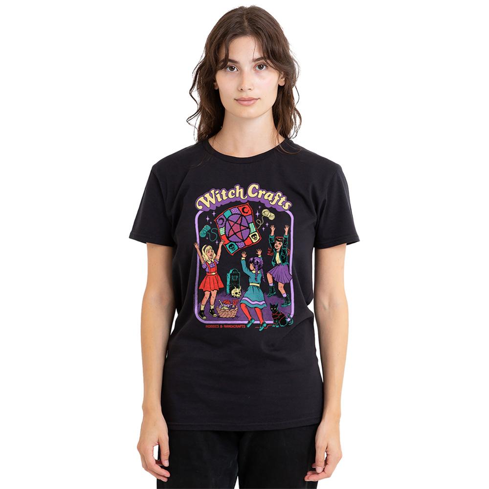 Black - Side - Steven Rhodes Womens-Ladies Witch Crafts T-Shirt