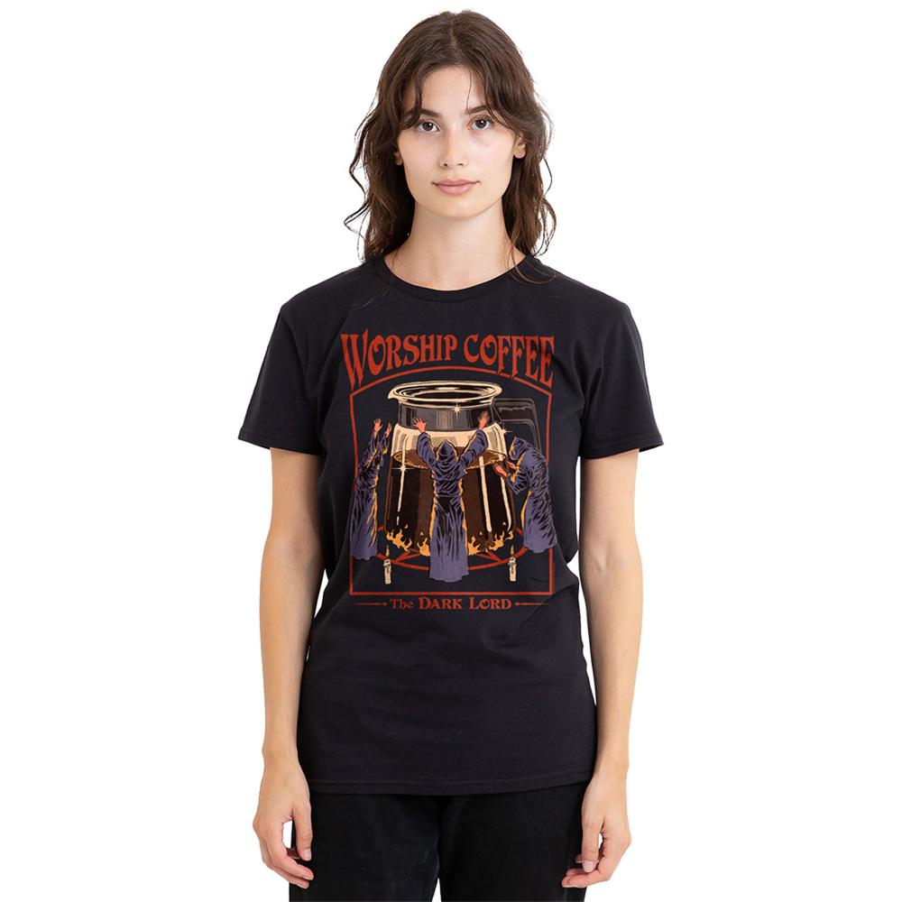 Black - Back - Steven Rhodes Womens-Ladies Worship Coffee T-Shirt