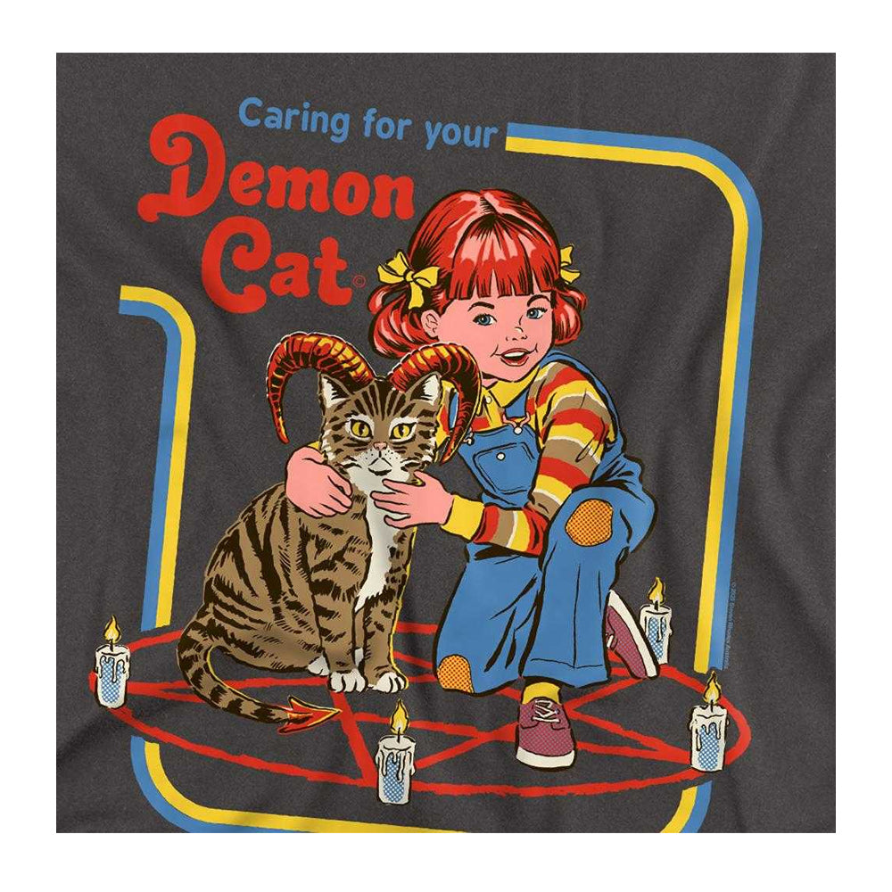 Black - Side - Steven Rhodes Unisex Adult Caring For Your Demon Cat Long-Sleeved T-Shirt