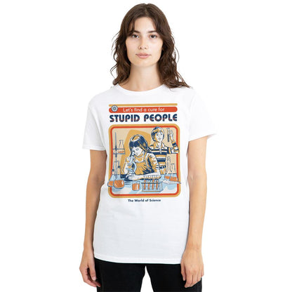 White - Back - Steven Rhodes Womens-Ladies Let´s Find A Cure For Stupid People T-Shirt