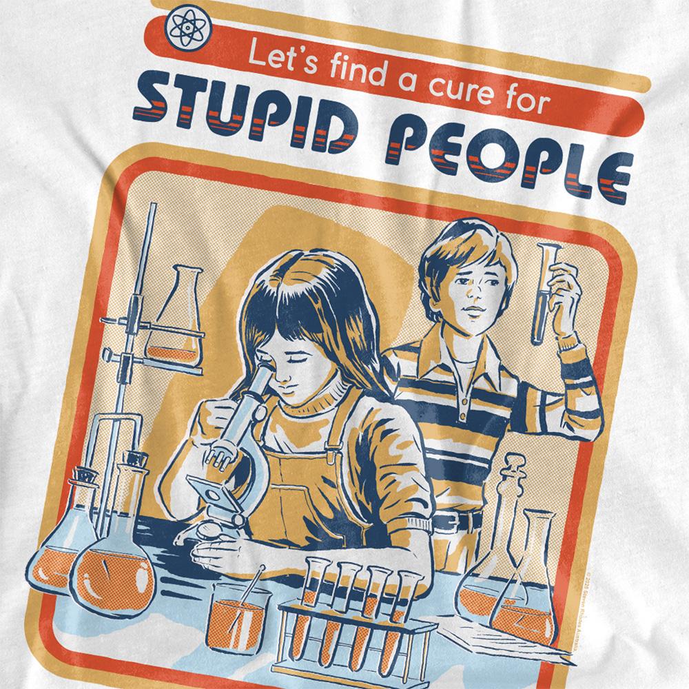 White - Side - Steven Rhodes Womens-Ladies Let´s Find A Cure For Stupid People T-Shirt