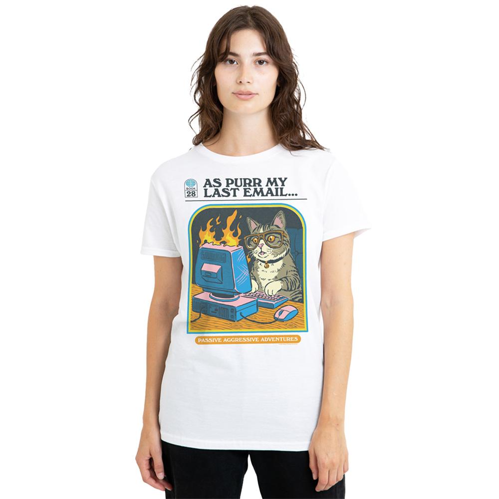 White - Back - Steven Rhodes Womens-Ladies As Purr My Last Email T-Shirt