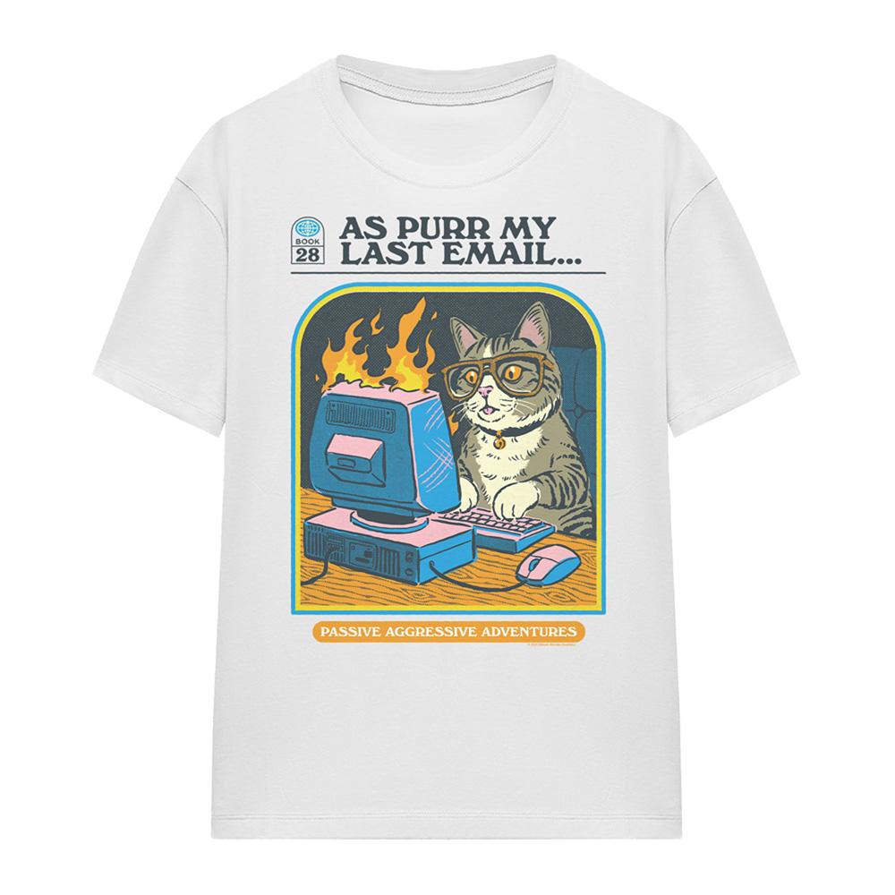 White - Front - Steven Rhodes Womens-Ladies As Purr My Last Email T-Shirt