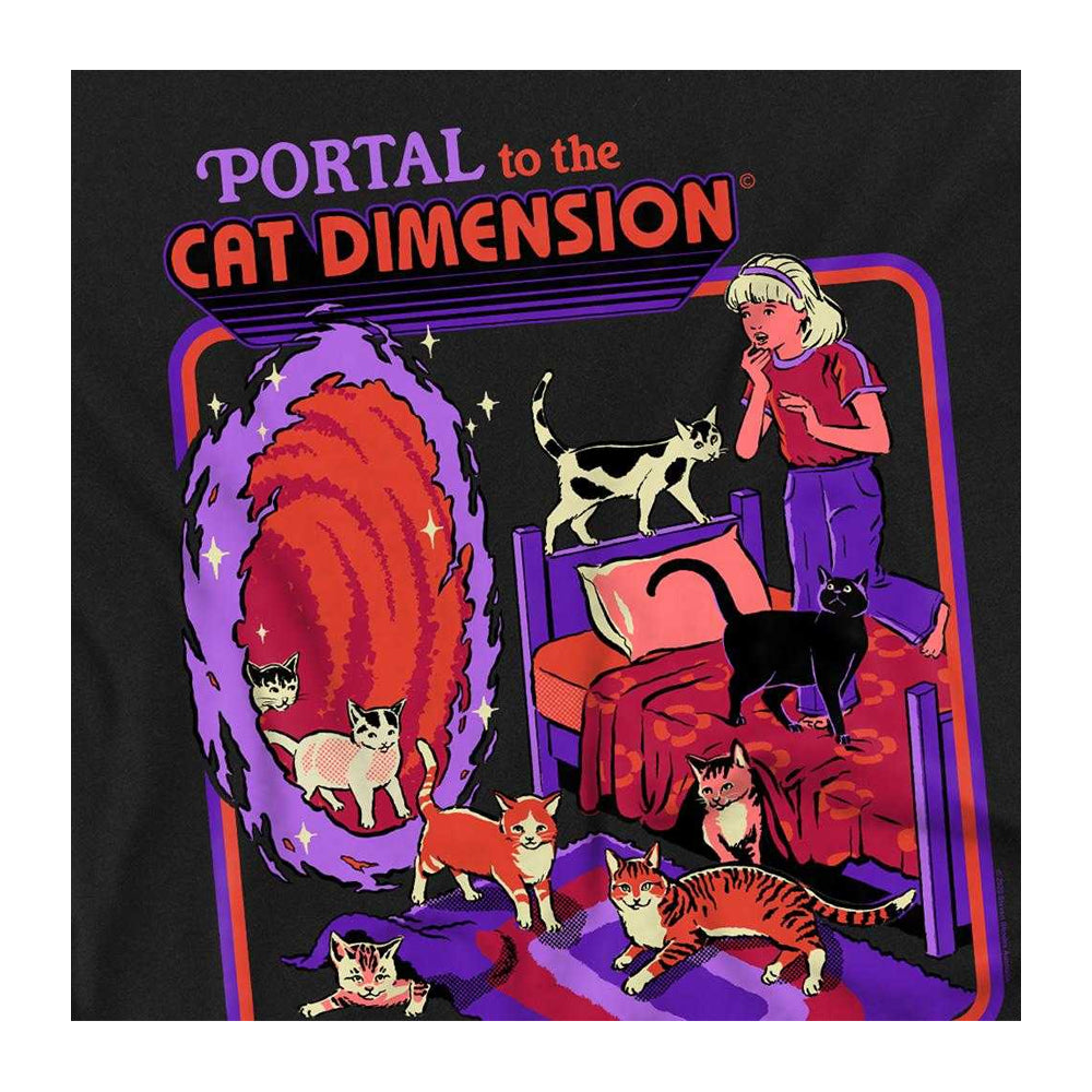 Black - Side - Steven Rhodes Unisex Adult Portal To The Cat Dimension Long-Sleeved T-Shirt