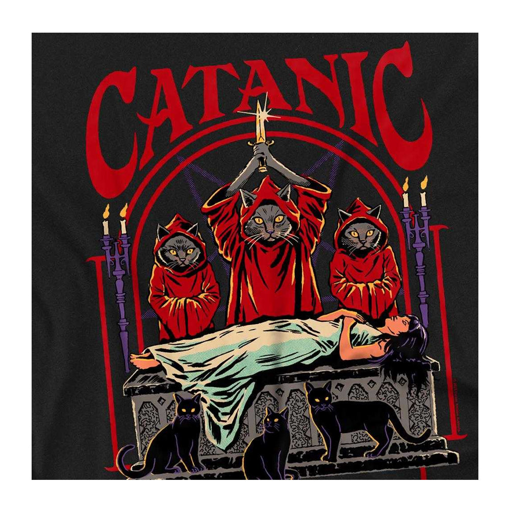 Black - Side - Steven Rhodes Unisex Adult Catanic Panic Long-Sleeved T-Shirt