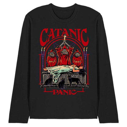 Black - Front - Steven Rhodes Unisex Adult Catanic Panic Long-Sleeved T-Shirt