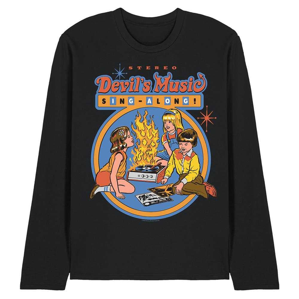 Black - Front - Steven Rhodes Unisex Adult Devils Music Singalong Long-Sleeved T-Shirt