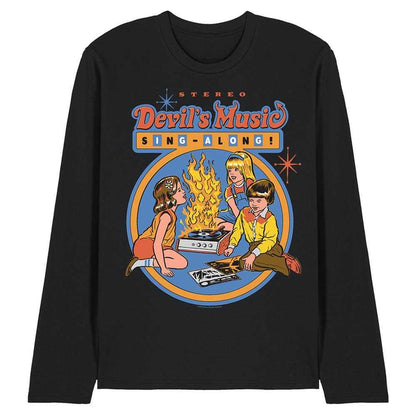 Black - Front - Steven Rhodes Unisex Adult Devils Music Singalong Long-Sleeved T-Shirt