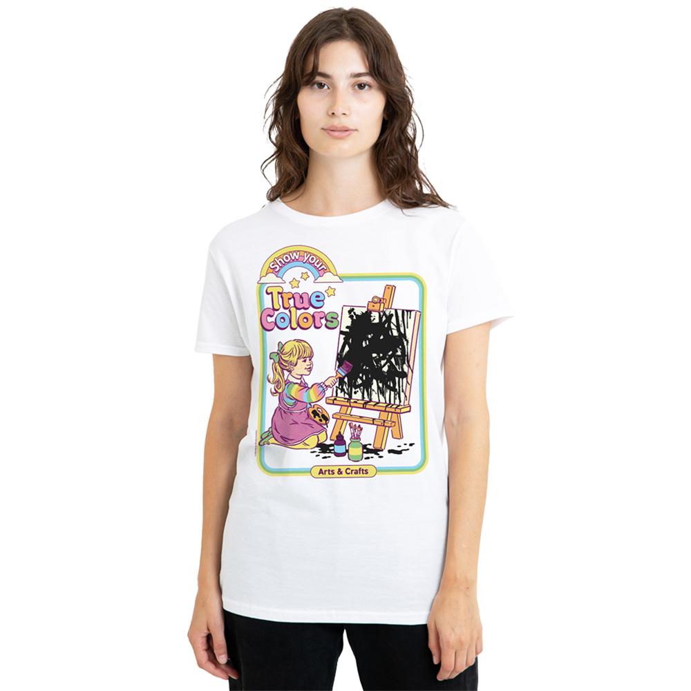 White - Back - Steven Rhodes Womens-Ladies Show Your True Colors T-Shirt
