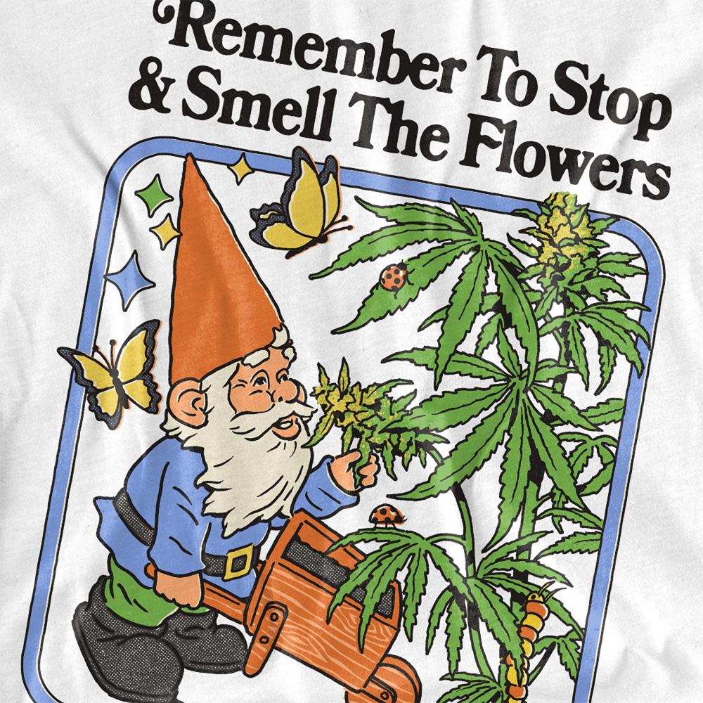 White - Side - Steven Rhodes Womens-Ladies Smell The Flowers T-Shirt