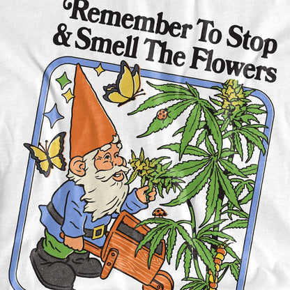 White - Side - Steven Rhodes Womens-Ladies Smell The Flowers T-Shirt