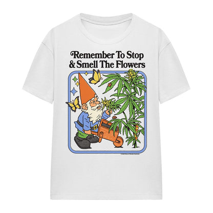 White - Front - Steven Rhodes Womens-Ladies Smell The Flowers T-Shirt