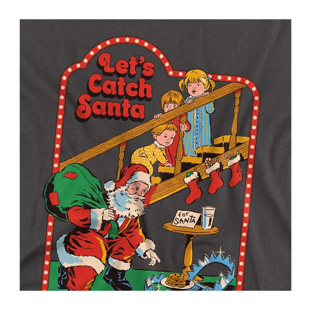 Black - Side - Steven Rhodes Unisex Adult Let´s Catch Santa Long-Sleeved T-Shirt
