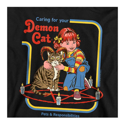 Black - Side - Steven Rhodes Childrens-Kids Caring For Your Demon Cat Hoodie