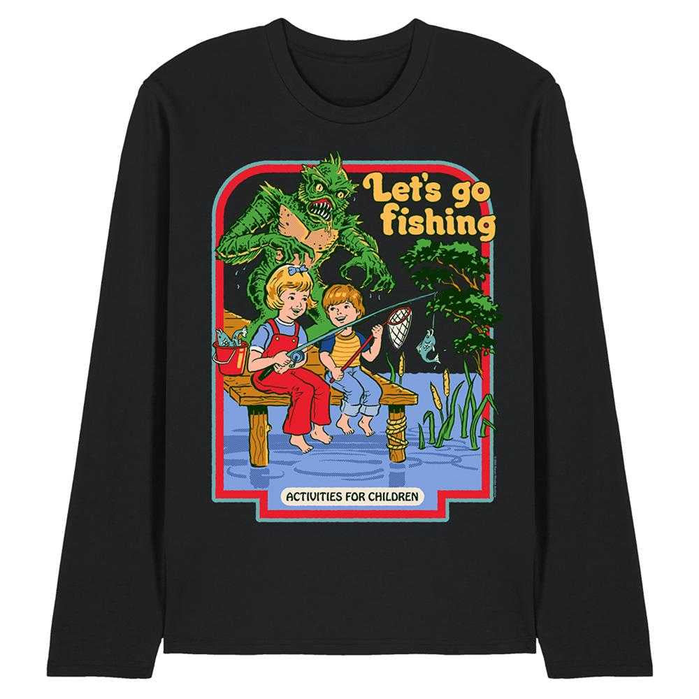 Black - Front - Steven Rhodes Unisex Adult Let´s Go Fishing Long-Sleeved T-Shirt