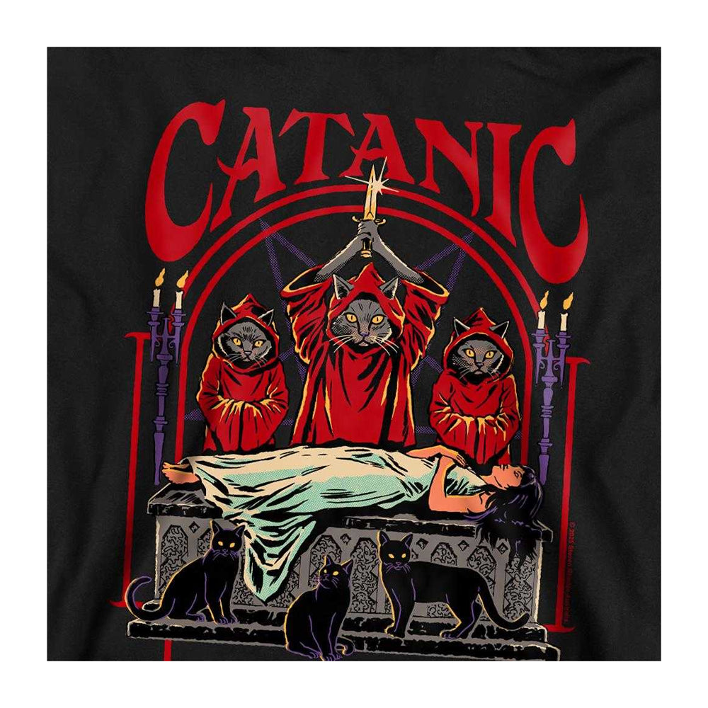 Black - Side - Steven Rhodes Childrens-Kids Catanic Panic Hoodie
