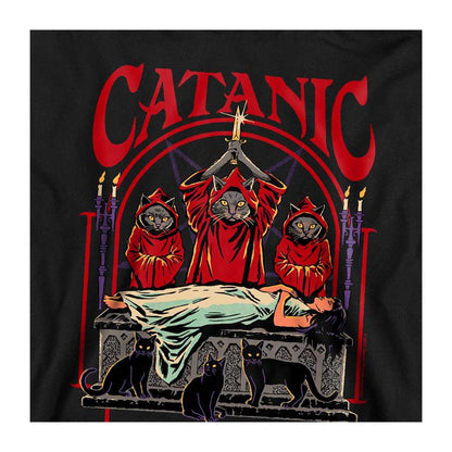 Black - Side - Steven Rhodes Childrens-Kids Catanic Panic Hoodie