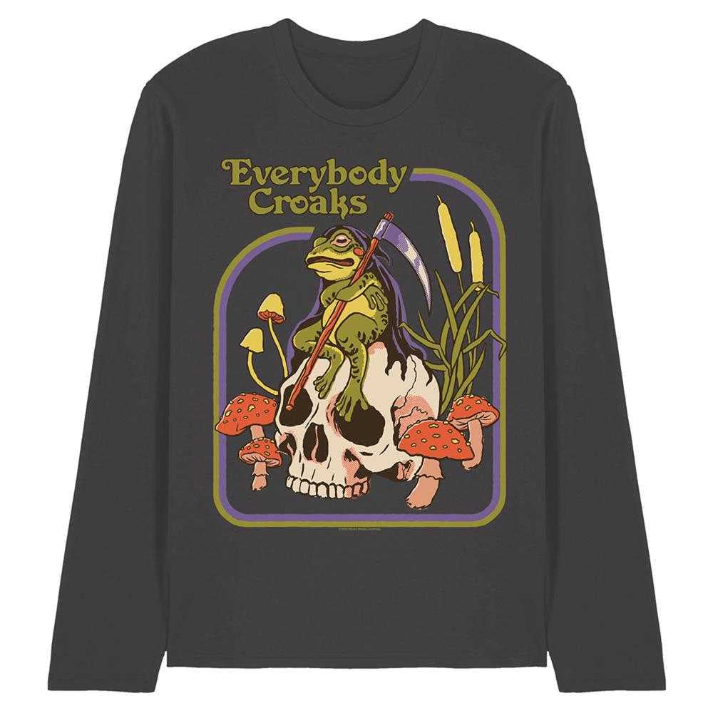 Black - Front - Steven Rhodes Unisex Adult Everybody Croaks Long-Sleeved T-Shirt