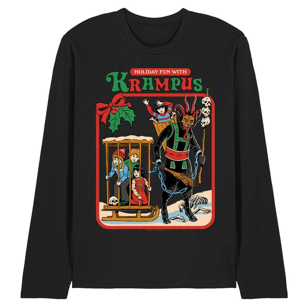 Black - Front - Steven Rhodes Unisex Adult Fun With Krampus Long-Sleeved T-Shirt