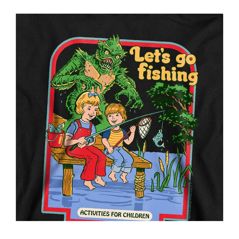 Black - Side - Steven Rhodes Childrens-Kids Let´s Go Fishing Hoodie