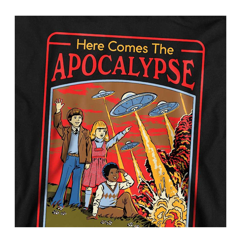 Black - Side - Steven Rhodes Childrens-Kids Here Comes The Apocalypse Hoodie