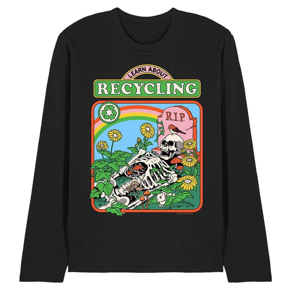 Black - Front - Steven Rhodes Unisex Adult Learn About Recycling Long-Sleeved T-Shirt