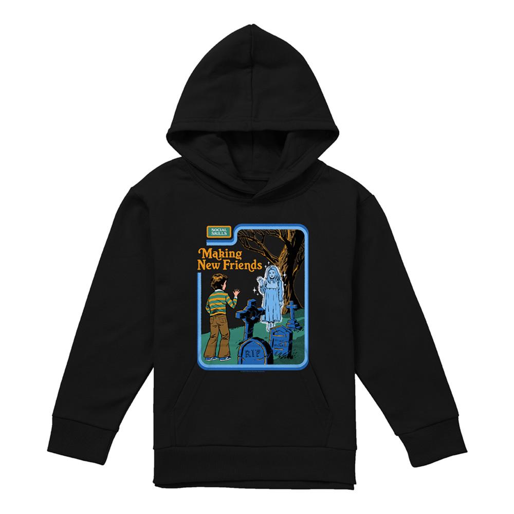 Black - Front - Steven Rhodes Childrens-Kids Making New Friends Hoodie
