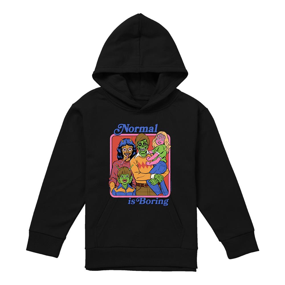 Black - Front - Steven Rhodes Childrens-Kids Normal Is Boring Hoodie