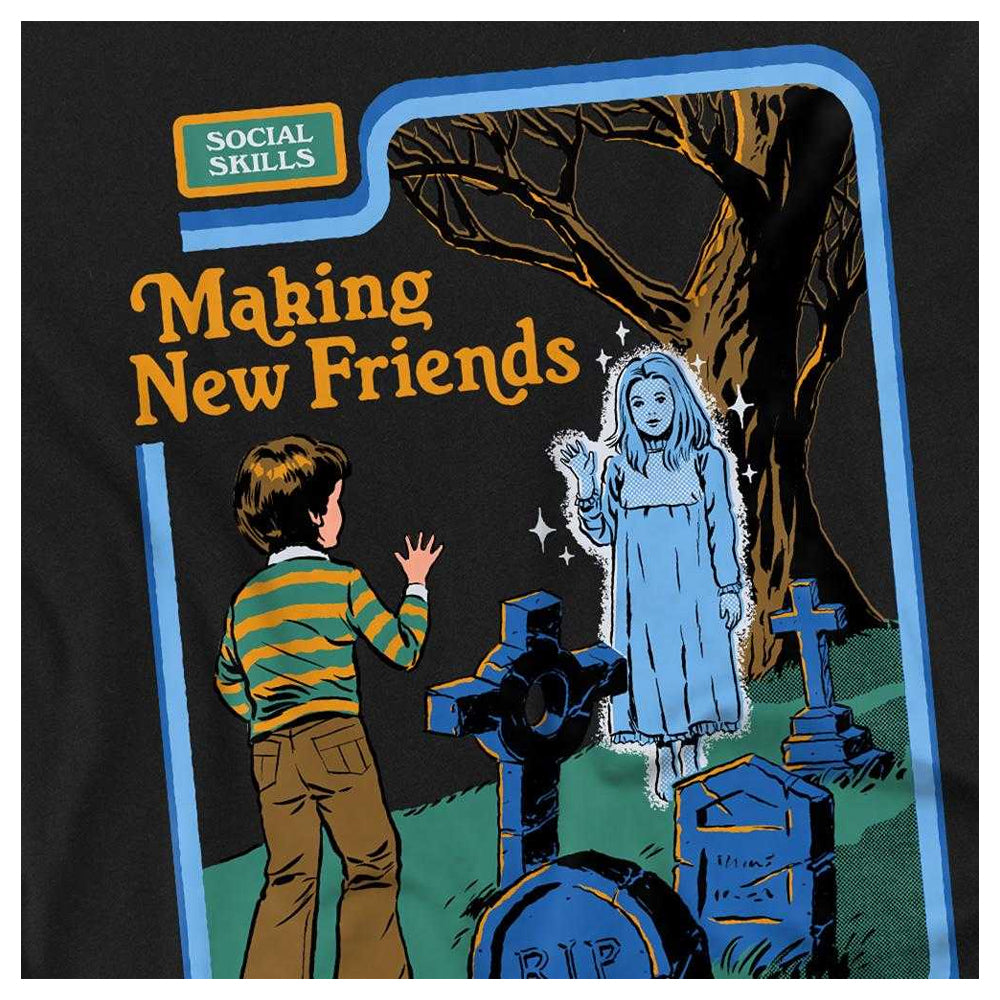 Black - Side - Steven Rhodes Unisex Adult Making New Friends Long-Sleeved T-Shirt
