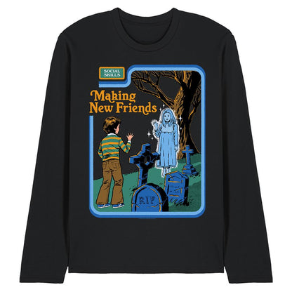 Black - Front - Steven Rhodes Unisex Adult Making New Friends Long-Sleeved T-Shirt