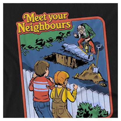 Black - Side - Steven Rhodes Unisex Adult Meet Your Neighbours Long-Sleeved T-Shirt