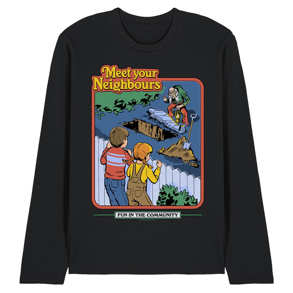 Black - Front - Steven Rhodes Unisex Adult Meet Your Neighbours Long-Sleeved T-Shirt